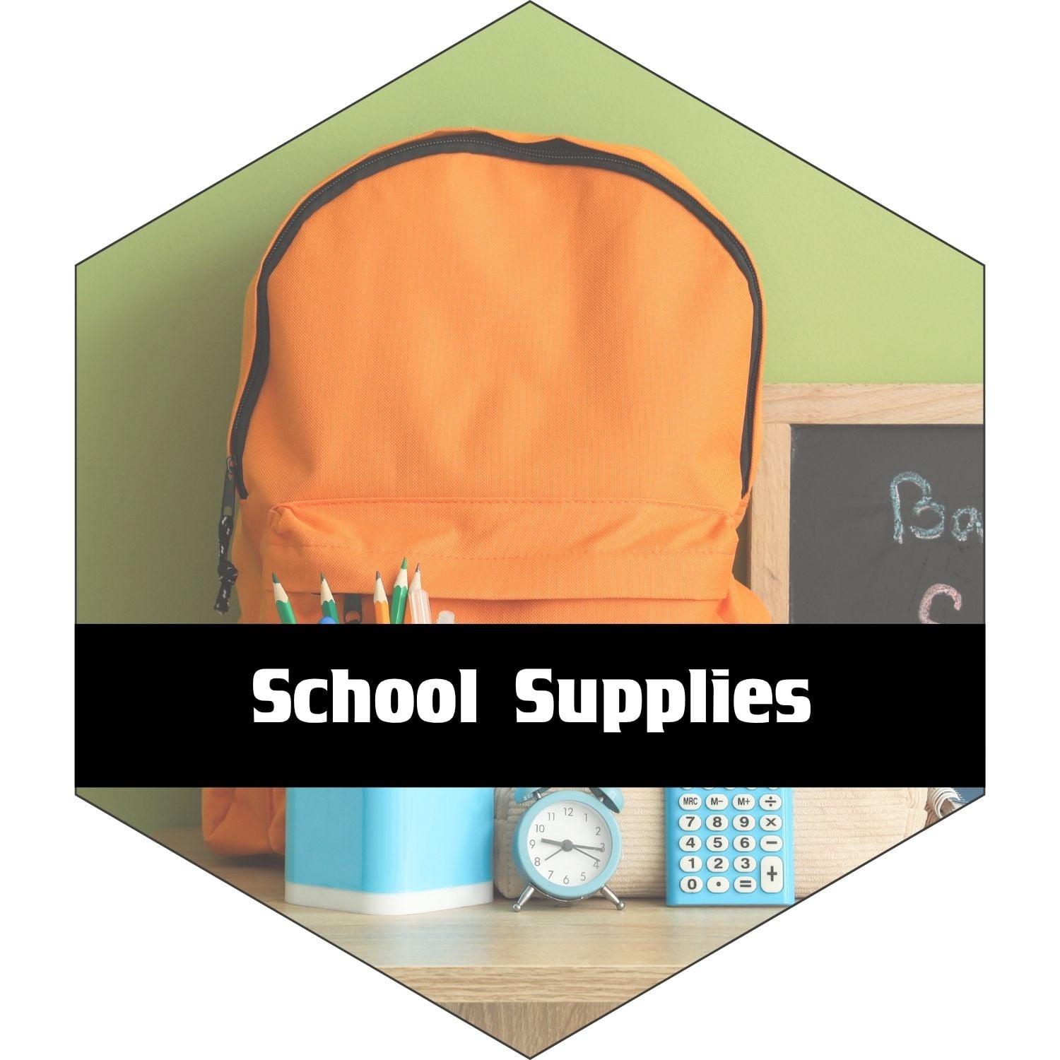 School Supplies on an orange background - School Supplies