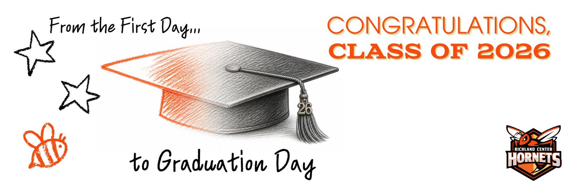 graduation cap drawing one side crayon moving to the other charcoal.